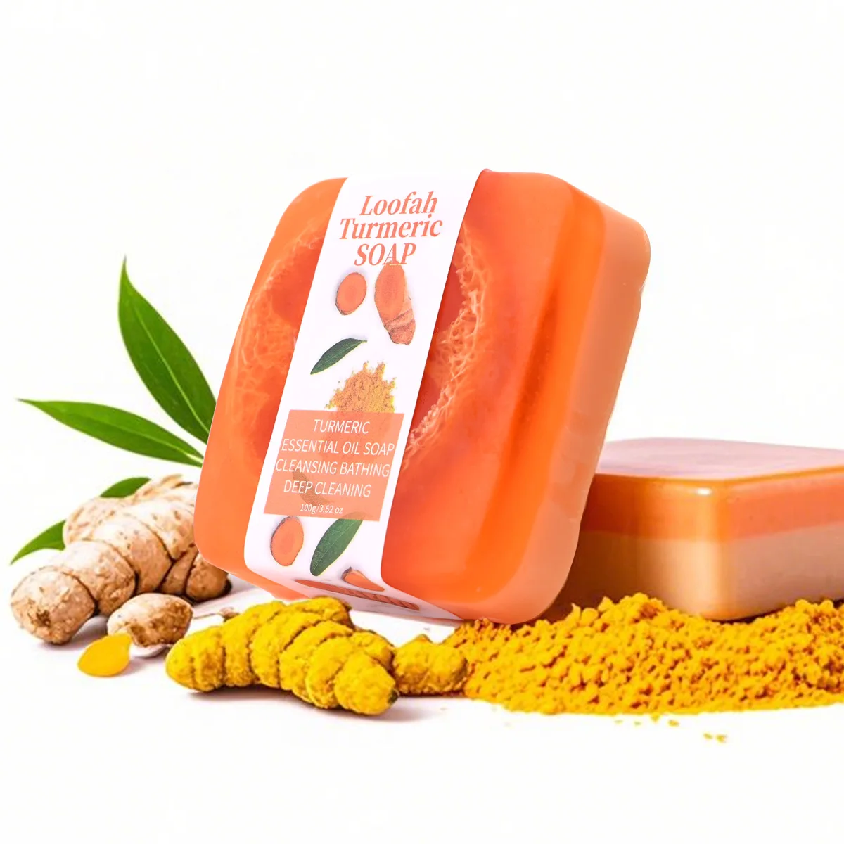 

S + 100 г очищающее мыло для лица из люфы с куркумой, глубокая очистка ручной работы, отбеливание, уход за кожей, чистый душ для тела