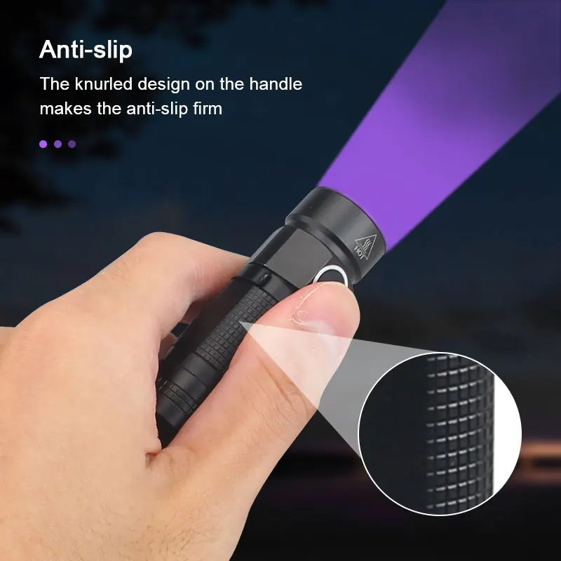 Mini Cilp EDC LED Flashlight Portable Hiking Tiny 3 Modes Torch White/Green/Red/UV 395nm Waterproof Penlight Inspection Lantern