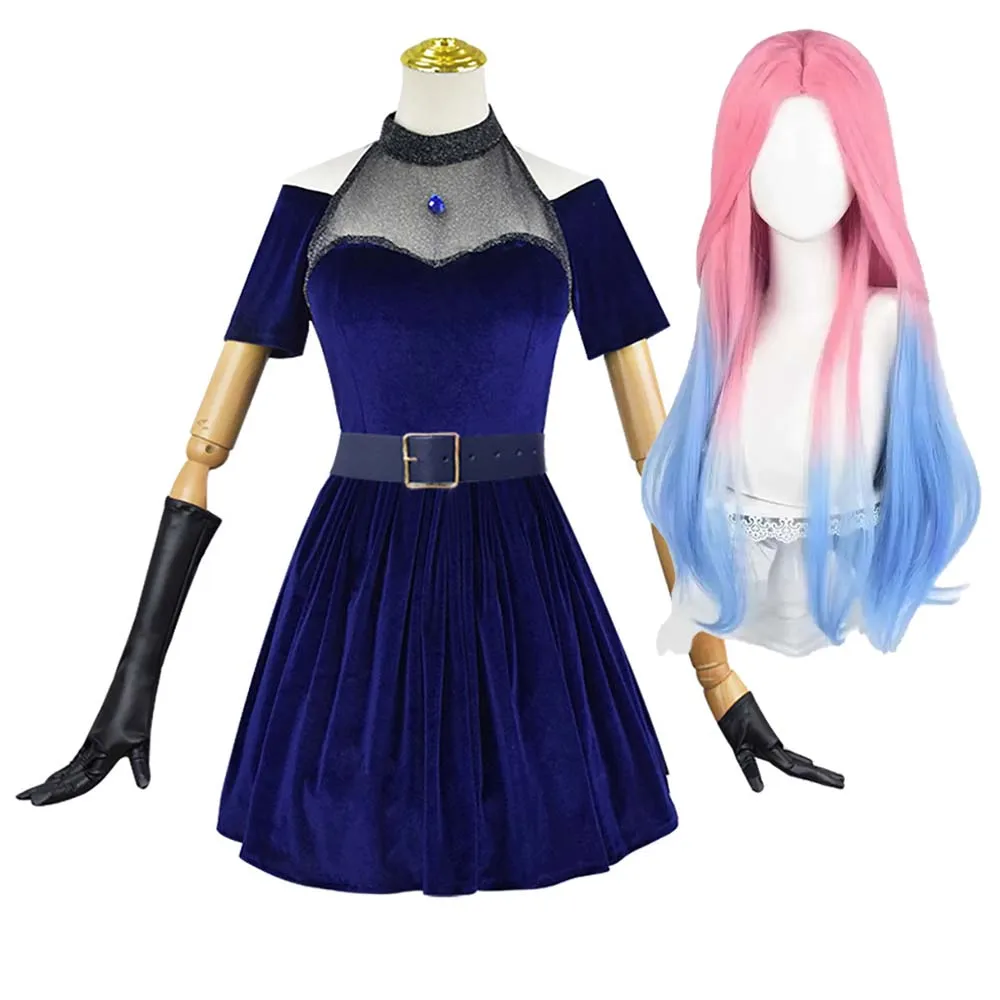 Halloween Party Women Alien Stage Mizi Cosplay Costume Blue Dress