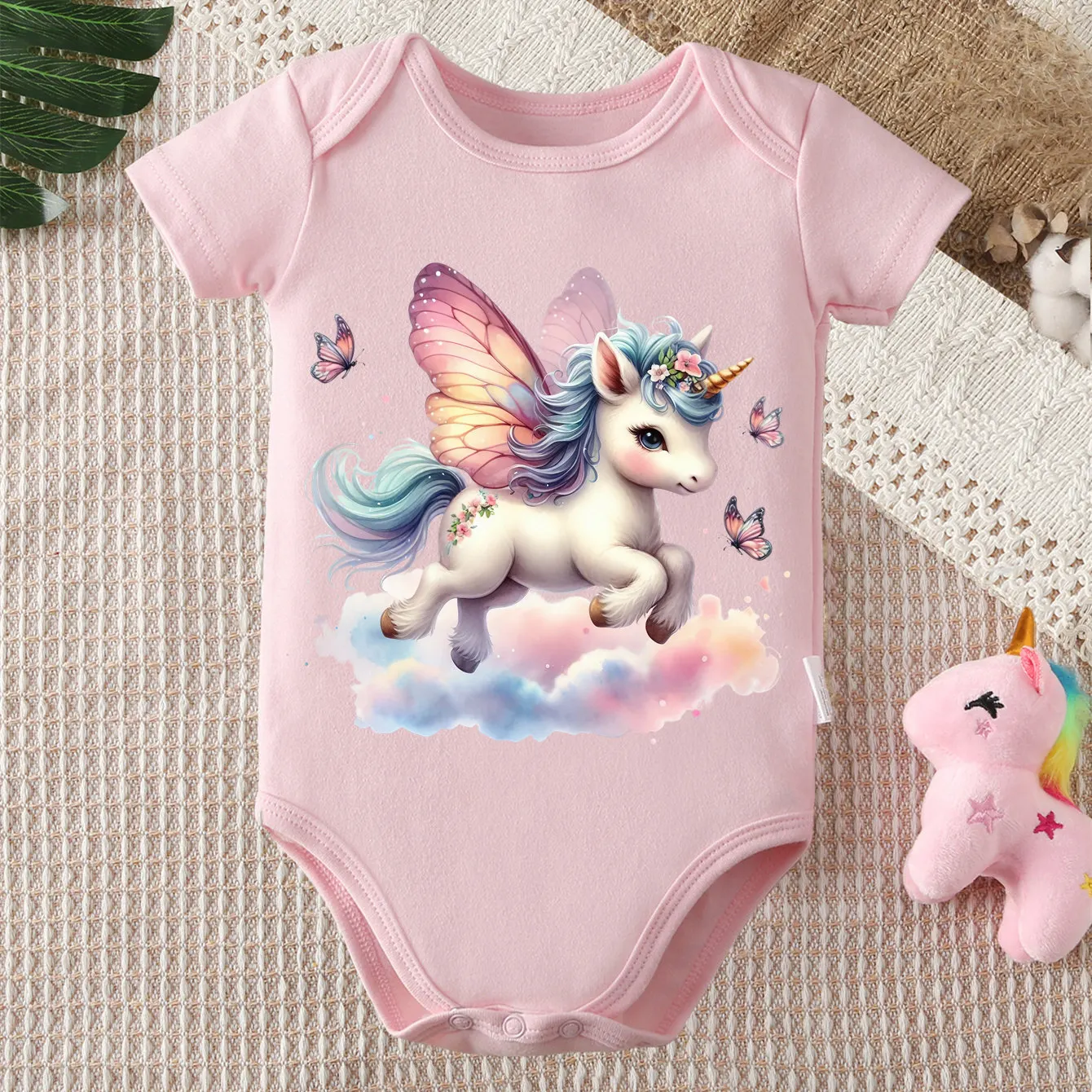 

Красочный комбинезон-боди с принтом единорога из 100% хлопка для новорожденных от 0 до 12 месяцев