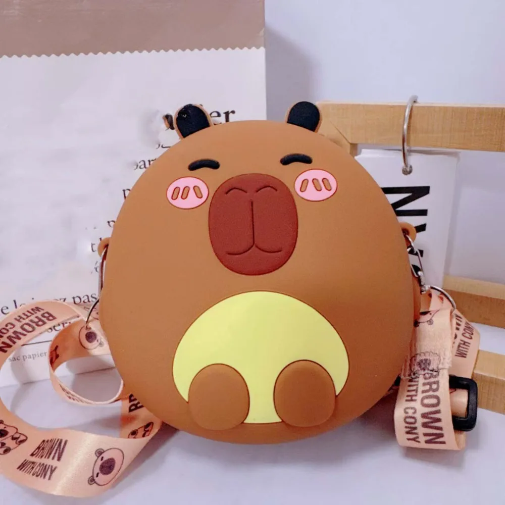 

Kawaii Capybara Shoulder Bag Cartoon Waterproof Silicone Doll Bag Adjustable Straps Wallet Children Small Purse Daily