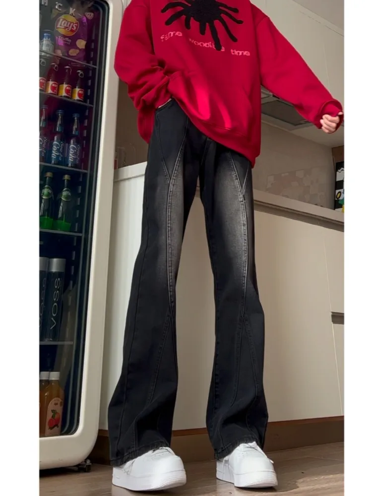 

Waed adient American Splice Straight Leg Jeans Men's Spring Autumn Trendy Brand Haome Slim Fit Jeans High Street Vibe