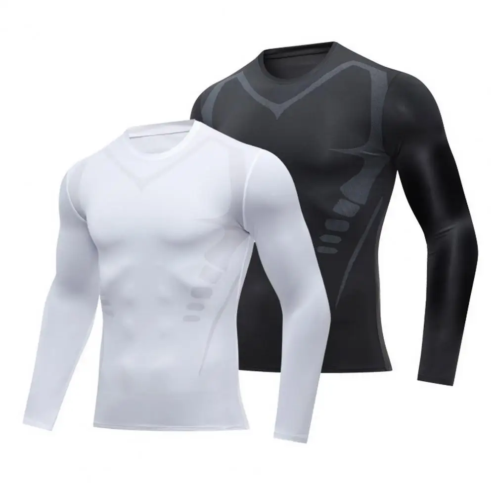 

Stylish Men Long-sleeved Tops Men's High Elasticity Quick Dry Long Sleeve Sportswear for Running Fitness Moisture Wicking Tight