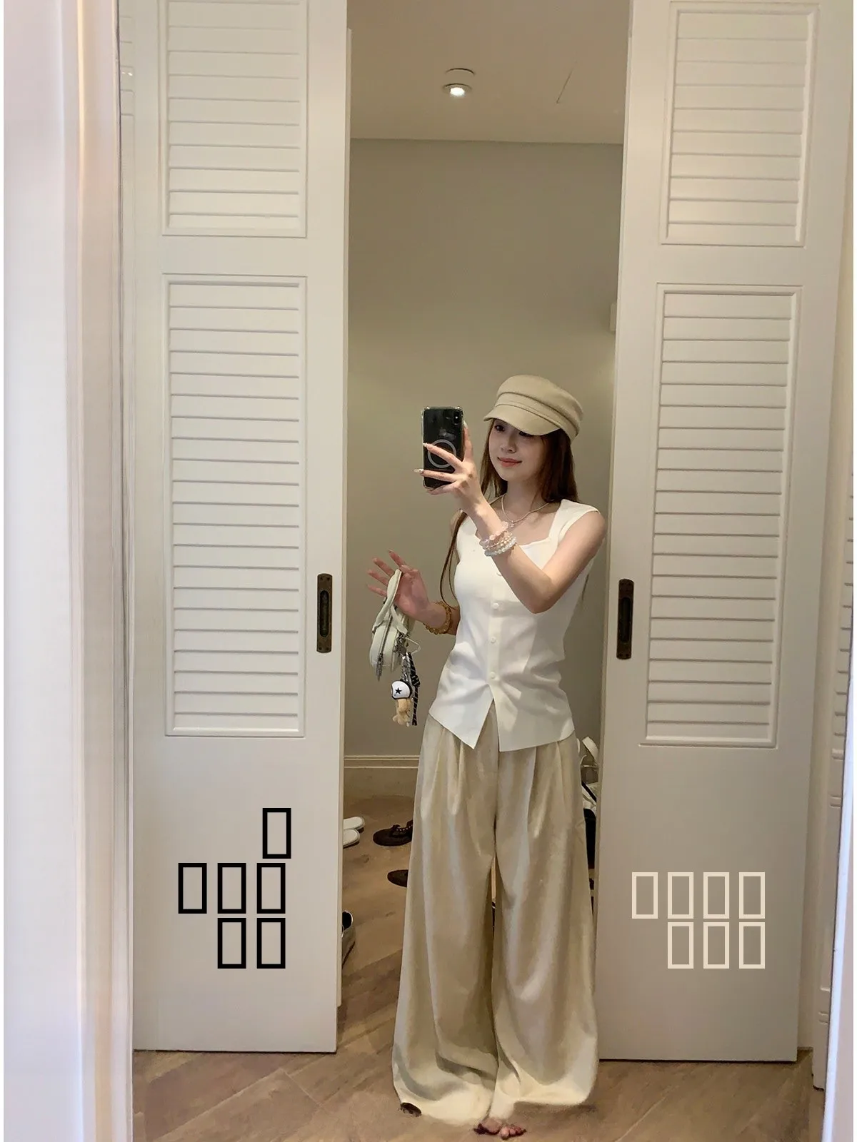 

FANCHOU Oaeal Wide Leg Pants Loose Floor-Length Trousers High Waist Straight Cut Casual Pants for Women