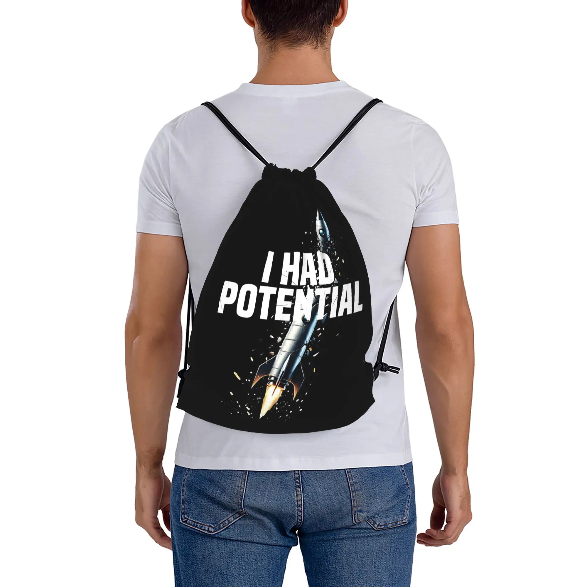 I Had Potential 4  Portable Hiking Drawstring Backpack Riding Backpack Gym Clothes Drawstring Bags