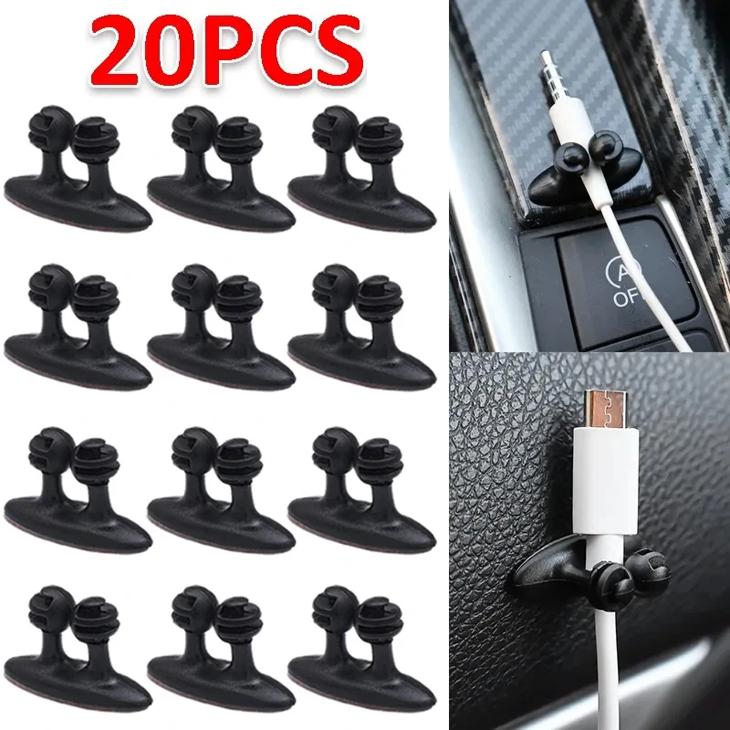 1-20PCS Car Wire Tie Clip Fixer Organizer Clamp Charging Cord Cable Holder Clasp Fastener Universal Headphone USB Line Manager