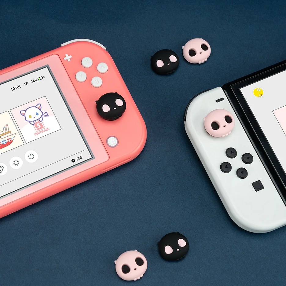 Колпачки для джойстика Goth Skull Joy Con, мягкие силиконовые чехлы для контроллера Nintendo Switch Oled Switch Lite, 4 шт.