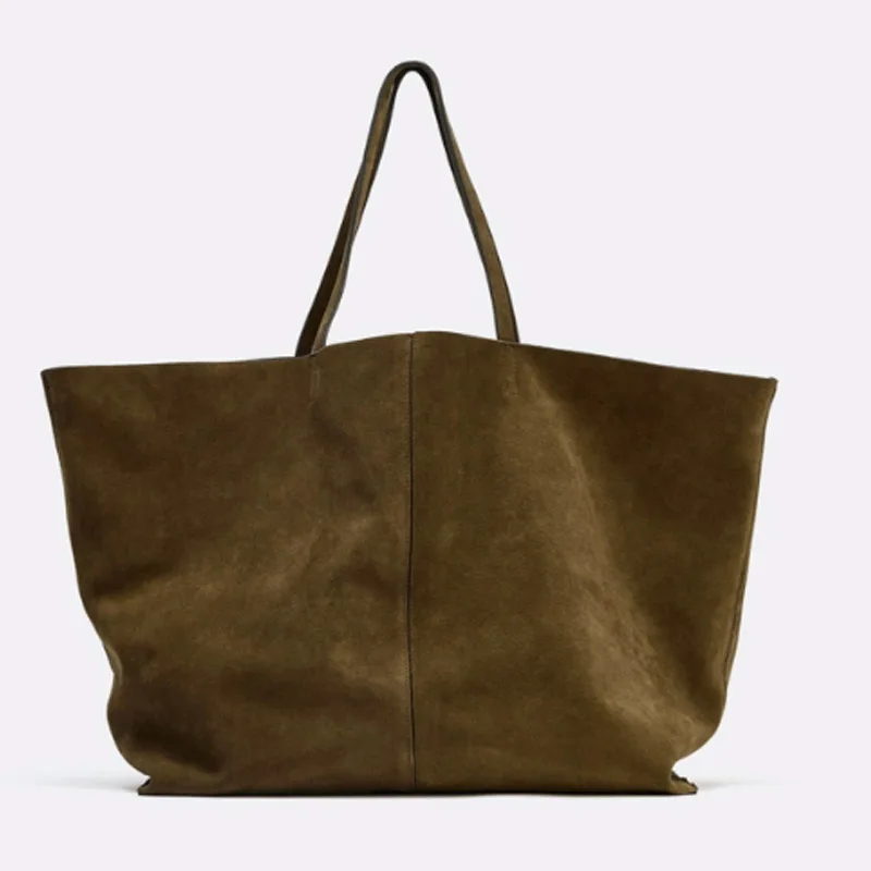 

Retro Suede Frosted Bag Casual Large Luxury Design Commuter Handbag Armpit Bag Soft Handle Closed Tote Bag