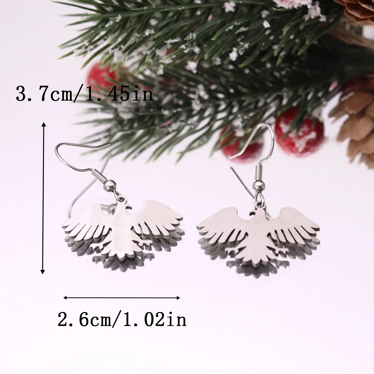 Kinitial Stainless Steel Spread Wing Eagle Dangle Earrings Wild Bird Hawk Drop Ear Jewelry For Women Fashion Ear Accessory Gift