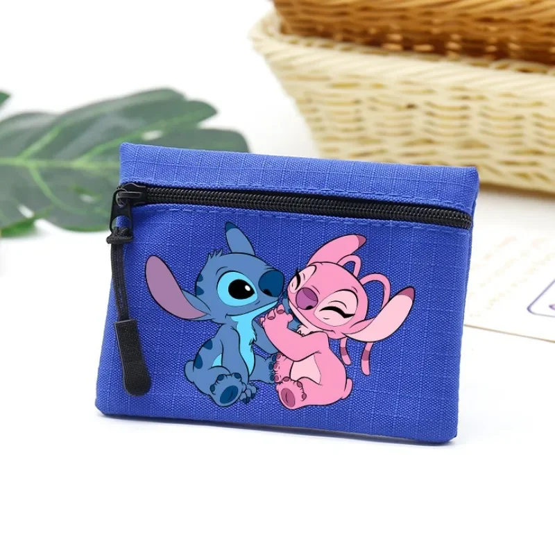 Lilo & Stitch Coin Purse Angel Mini Wallet Cartoon Zipper Small Purse Coins Organization Child Gifts Money Bag Light Portable