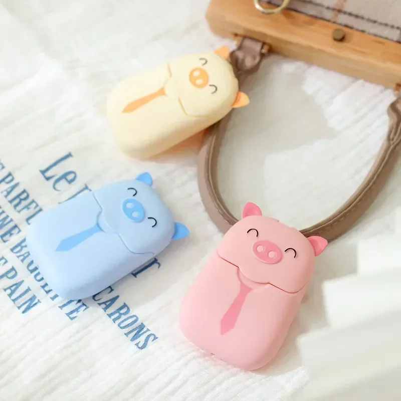 

50/100Pcs Disposable Cute Cartoon Soap Flake Kawaii Pig Portable Skin Friendly Fresh Hand Washing Toilet Soap Slice Girls Travel