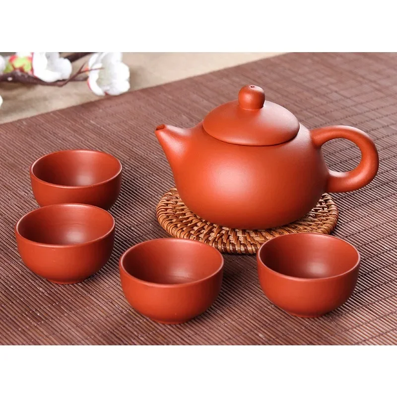 2024 New 1 Teapot + 4 Cups Set 150ml Chinese Xi Shi Porcelain Tea Sets Ceramic Yixing Purple Clay Kettle 5pcs Kung Fu Tea Set