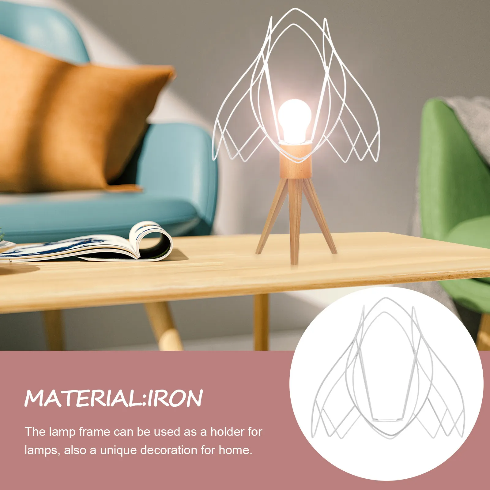 Sturdy Iron Wire Lampshade Frame DIY Light Cage Guard for E27 Lamp Base Table Desk Chandelier Vintage Industrial Lamp Shade Ring