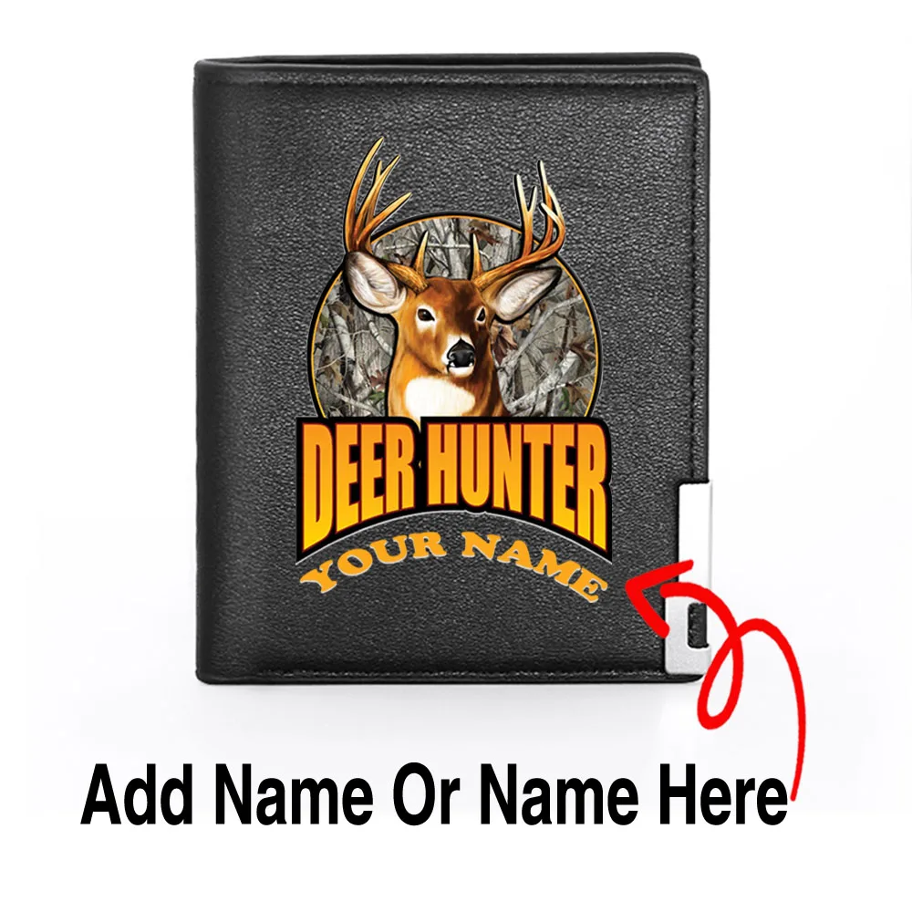 

Personalized Classic Deer Hunter Design Customized Your Name Men's Card Holder Short Wallet