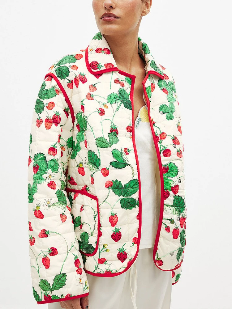 

Новая женская универсальная хлопковая куртка с длинными рукавами и повседневным принтом в европейском и американском стиле на осень и зиму