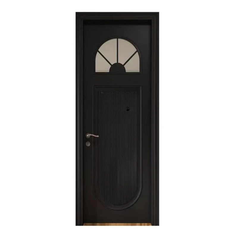 

European retro paint bedroom room door curved black interior office French door new