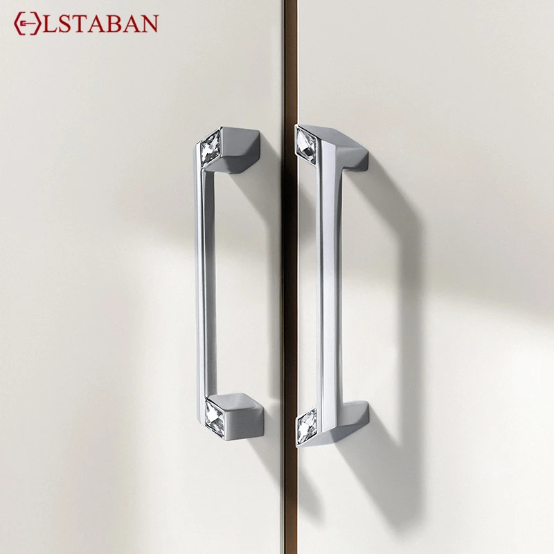 Luxury Crystal Handles Drawer Knobs Gold Black Chrome Kitchen Cabinet Handles Wardrobe Door Pulls Furniture Handle Hardware