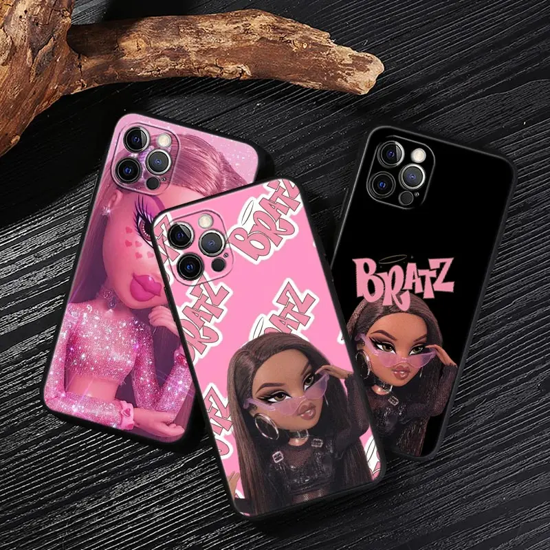 

Bratzs Cartoon Fashion Girl Case For iPhone 17 16 15 14 13 12 11 Pro Max Plus Back Cover For iPhone 17Pro 17E Air 16e Soft Funda