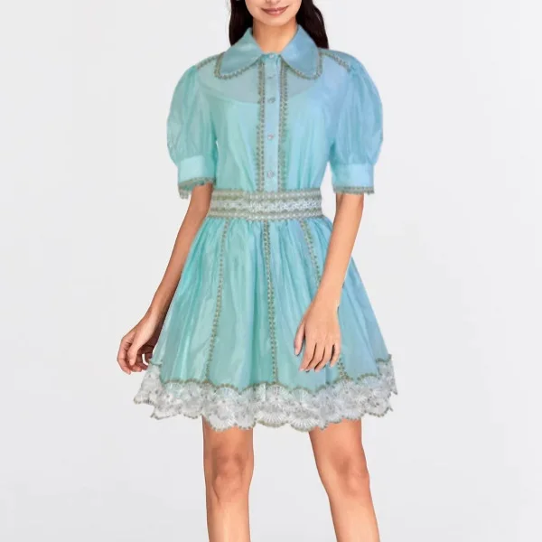 

Fashion Skirts Set For Women Lapel Short Sleeve Shirt Top With Vest High Waist Spliced Lace Edge Skirt Elegant Suit Female