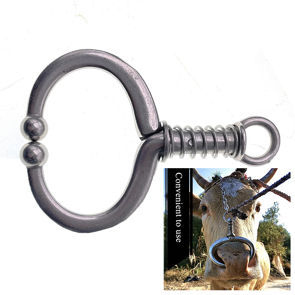 Bovine Ox Yak Buffalo Cattle Cow Bull Farm Nose Ring Lead With Holding Spring Different Size Available Spring Type For Traction