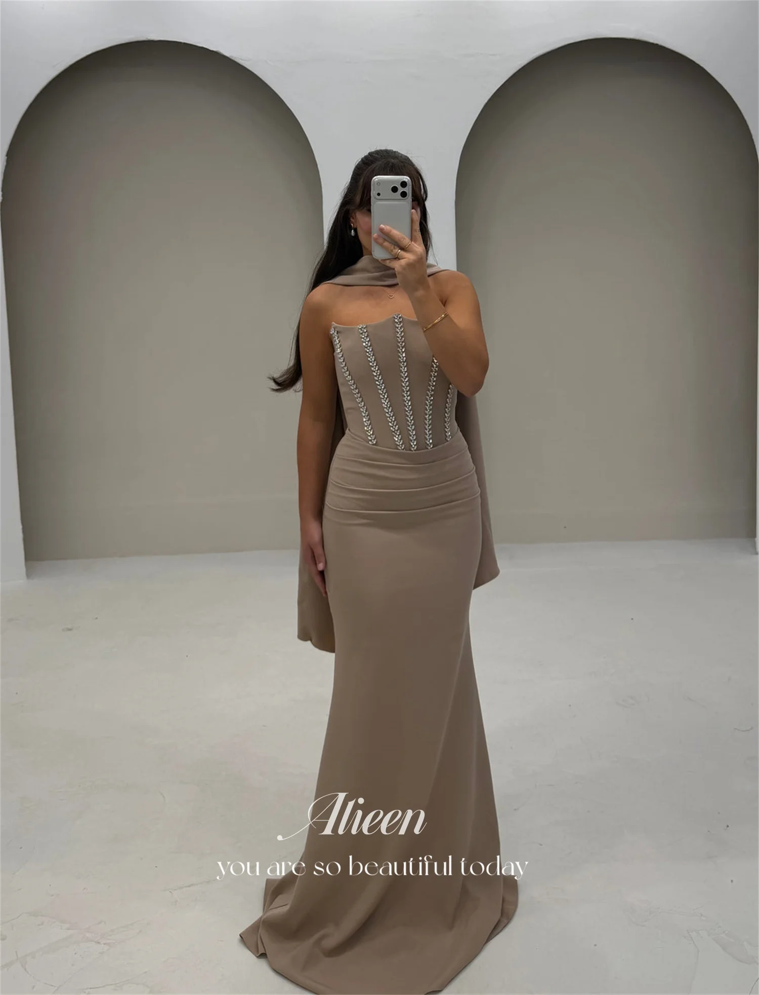 Aileen  فساتين سهرة Luxurious Evening Dresses for Special Occasions Vestidos De Festa Women Evening Dress Burgundy Customized