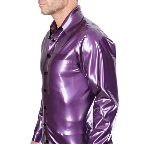 Handmade Customized Latex Rubber Top Blouses Shirt Coat Long Sleeves Suit For Men Rubber Top Wear Cosplay - view 2