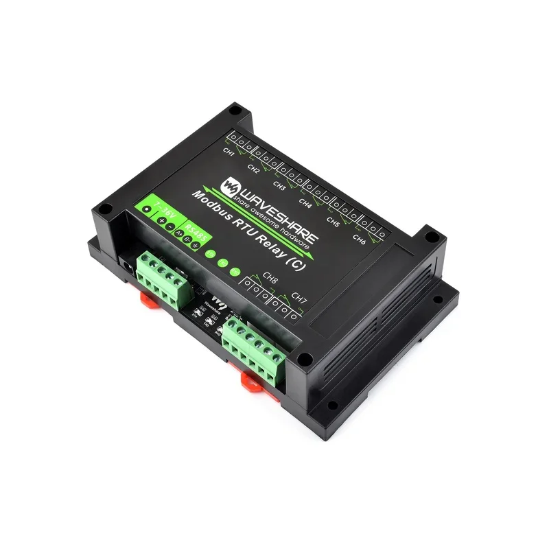 Modbus RTU 8-Latching Relay Module (C) With RS485 Interface, Multi Circuits, Rail-Mounted