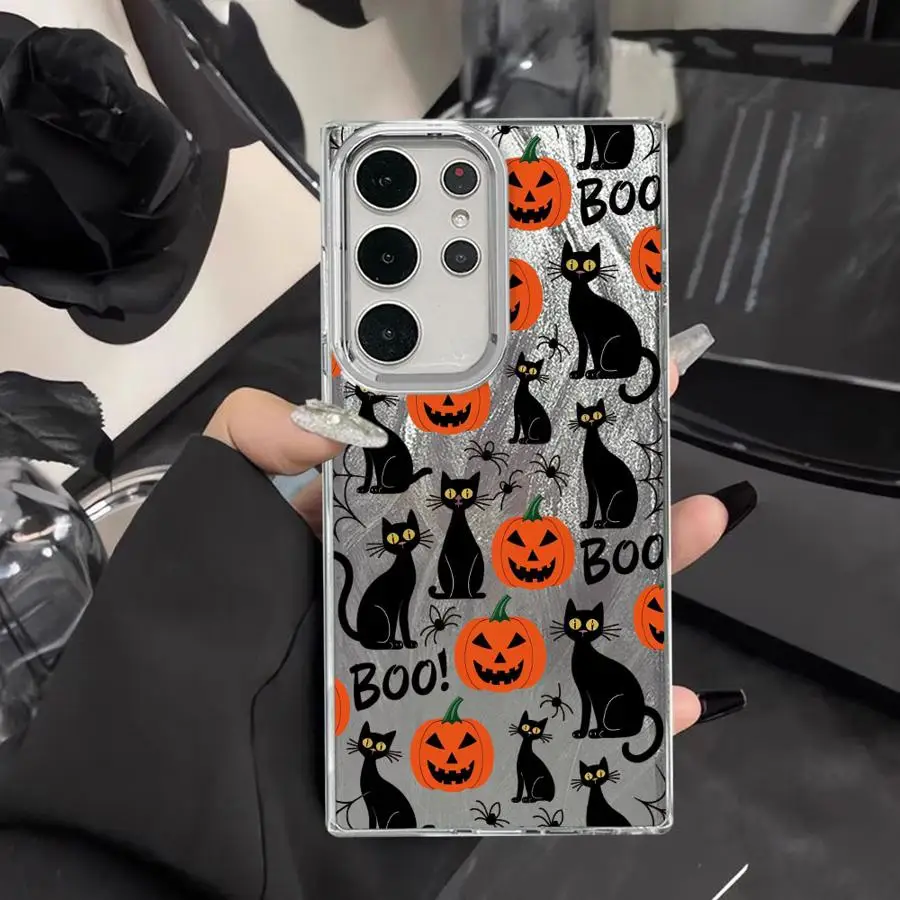 Cartoon Halloween Pumpkin Cat Case for Samsung Galaxy S20 FE S25 Ultra S22 Plus S23 S21+ S21 S20 FE S24Ultra Soft Shell