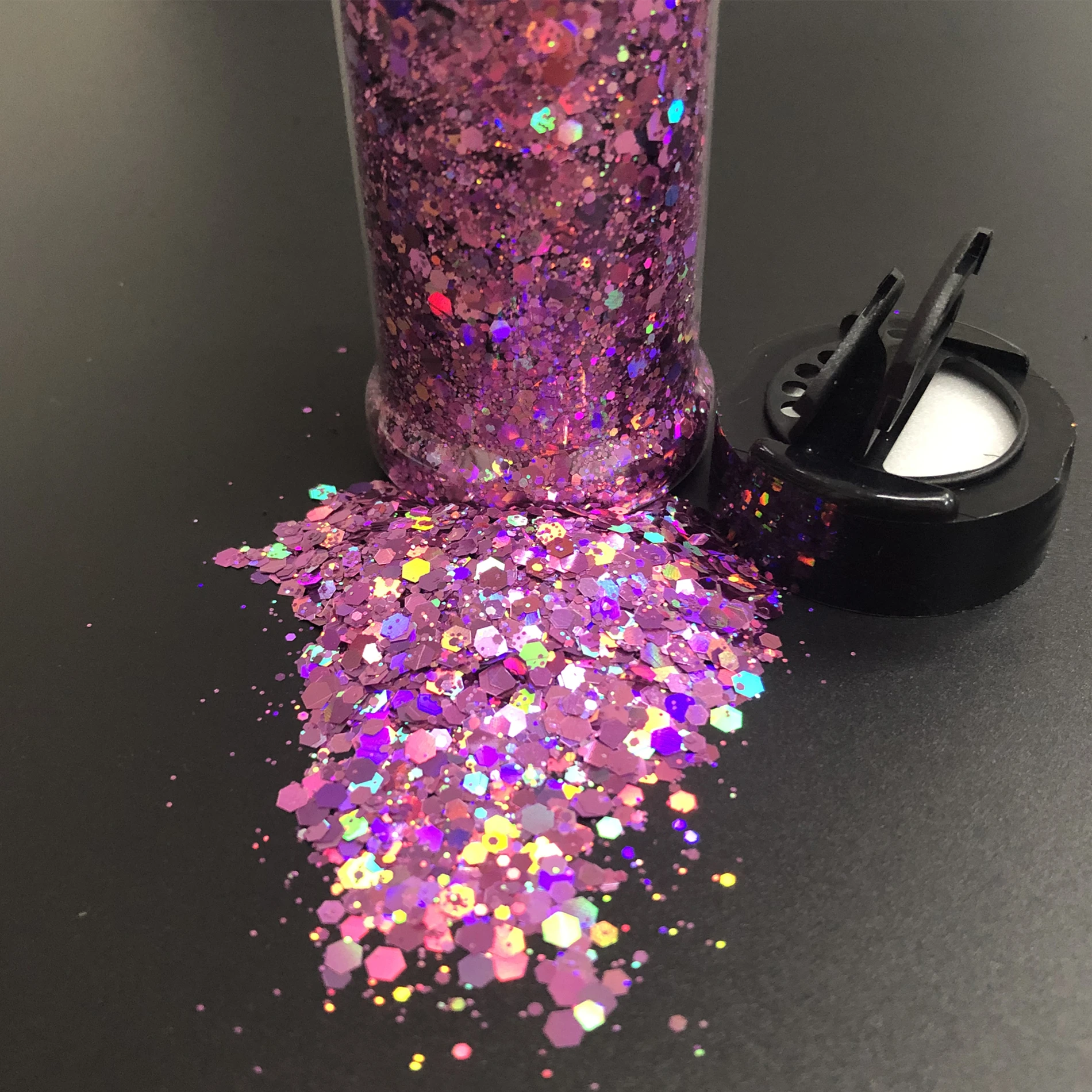 2oz Shaker Eco-Friendly Christmas Polyester Holographic Nail Sequins Chunky Mixed Glitters for Festival Decorations