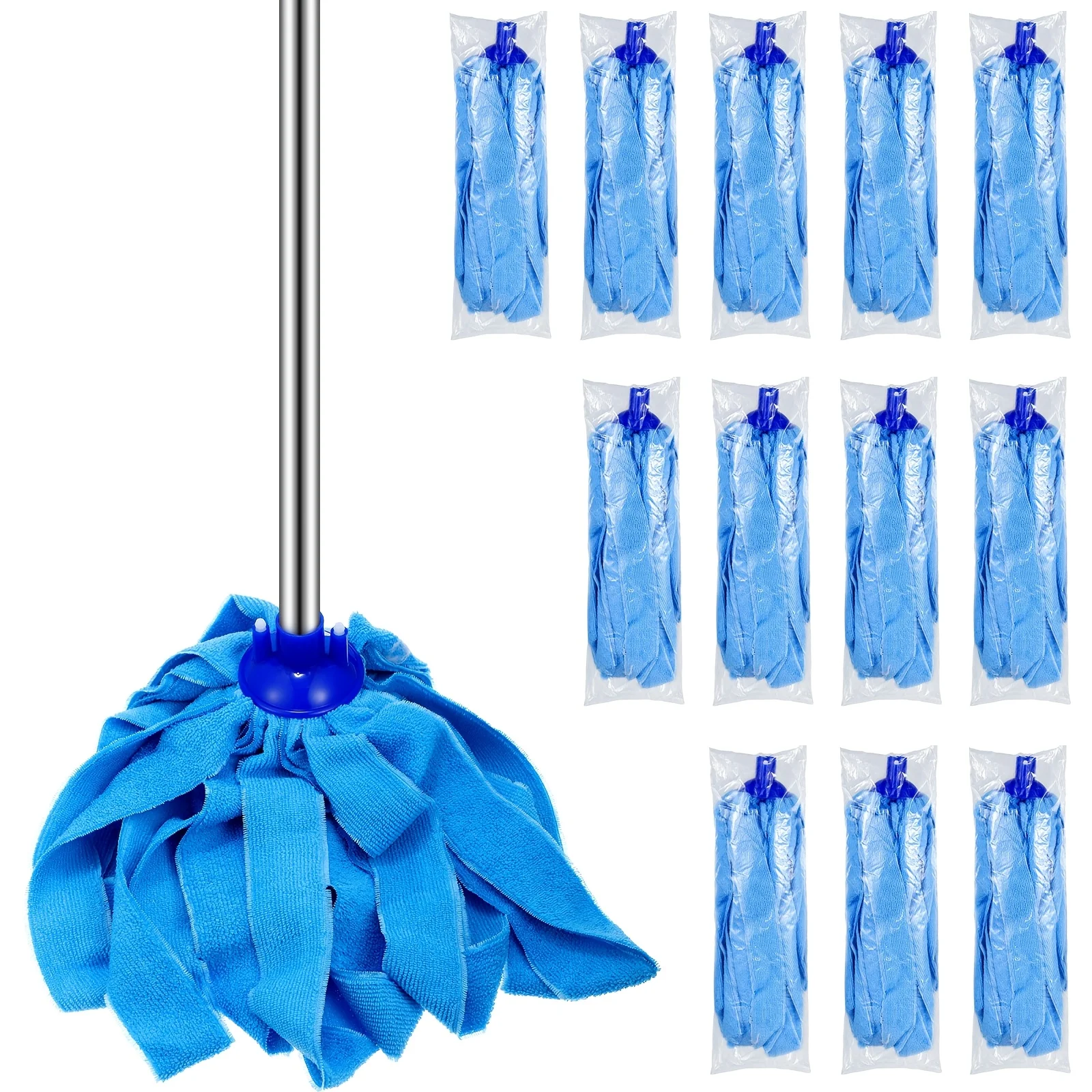 

Set of 12 Replacement Microfiber Mop Heads Designed for 0.8-Inch Diameter Handles, Suitable for Both Wet And Dry Cleaning, Ideal for Industrial And Commercial Use