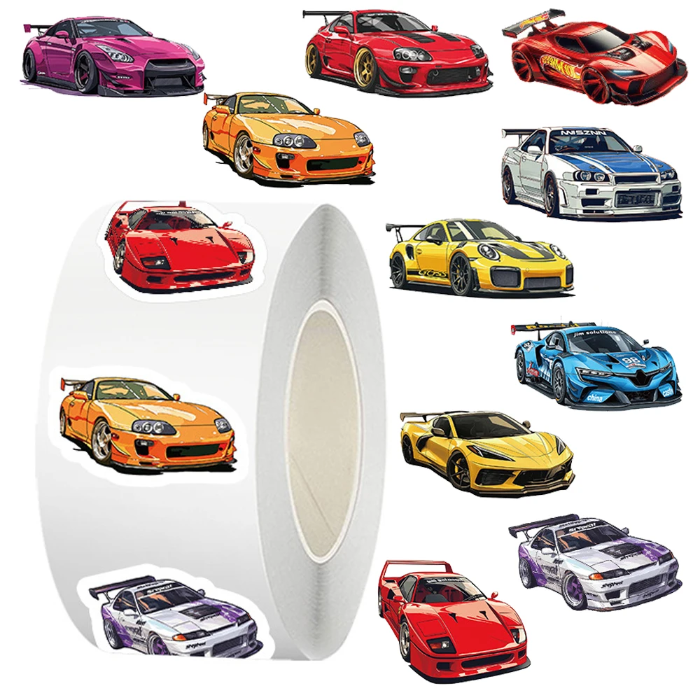 500 Stück/Rolle Coole JDM Rennwagen-Aufkleber DIY Handyhülle Gepäck Tagebuch Notizbuch Supercar Siegeletiketten Dekorationsaufkleber
