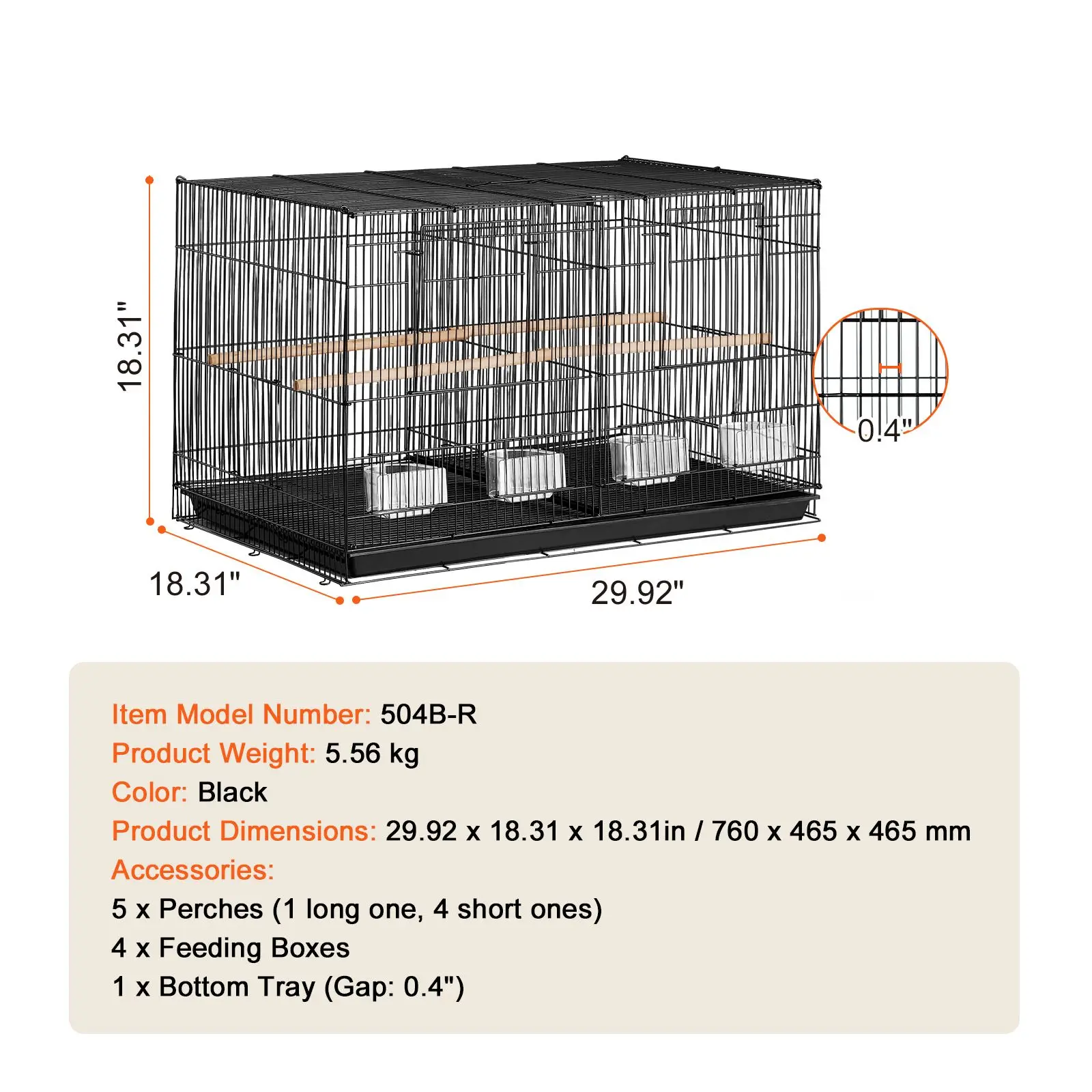 30-inch Flight Bird Cage, Stackable Divided Small Parakeet Cage for Parrots Canaries Cockatiels Lovebirds Finches Budgies Conures Macaws Pet Travel Birdcage with Handle and Perches