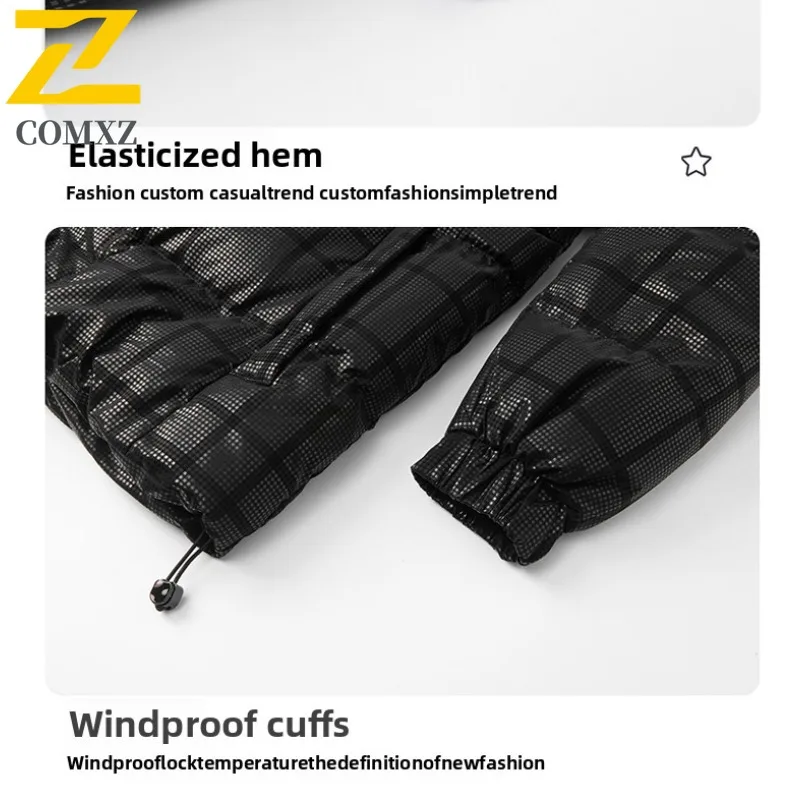 COMXZ Men Cotton Padded Jacket Warm Big Size Hooded Thickened Winter Jacket Fashion Streetwear Parker Coat Casual Street Outfits