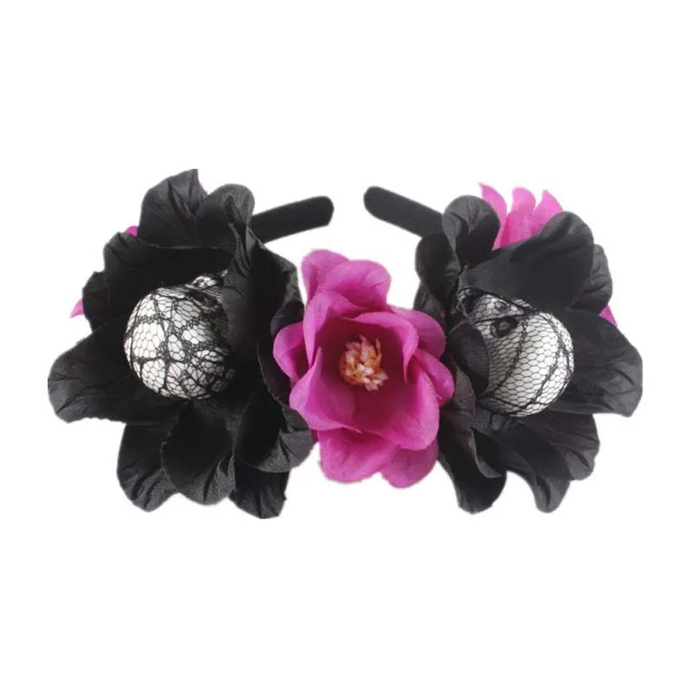

Day of The Dead Halloween Headband Rose Flower Crown Stage Performance Props Halloween Skull Hair Hoop Simulated Flowers