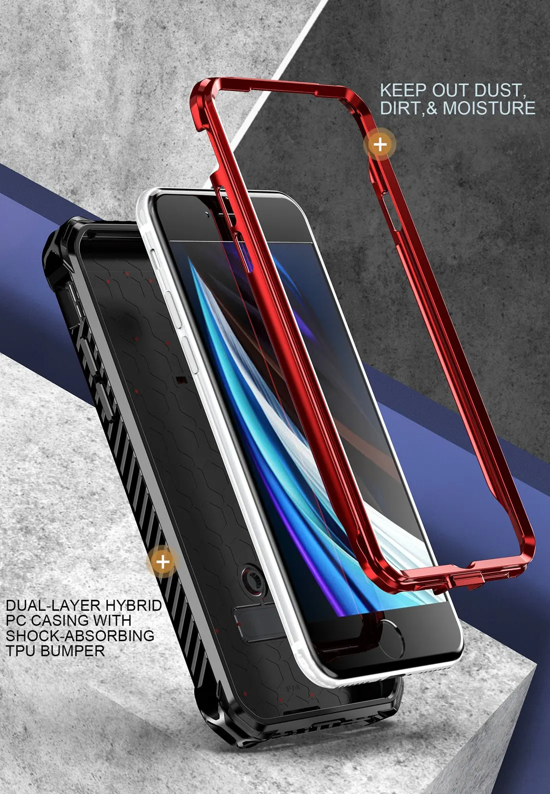 iPhone 7/8 커버용 이중 레이어 충격 흡수 케이스 MagSafe와 호환 가능 견고하고 킥스탠드가 있는 iPhone SE 2020 2022용