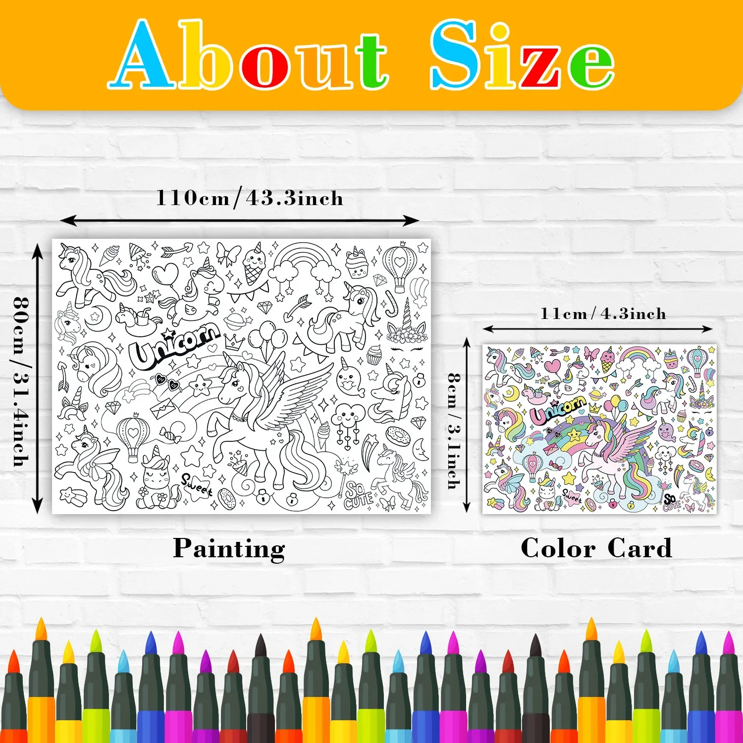 Unicorn Coloring Books for Kids Coloring Poster Large Coloring Tablecloth for Boys Girls Unicorn Birthday Party Supplies Favor