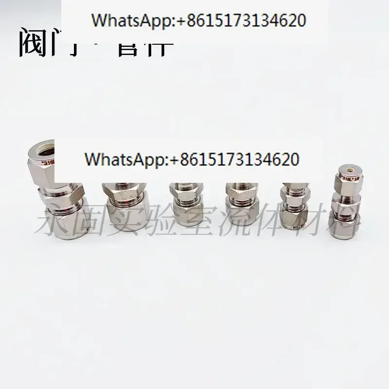 2 pieces 316L stainless steel ferrule joint silver plated straight butt joint type double pass steel pipe gas source pipe fast