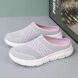 Summer Mesh Flat Slip On Half Shoes Women Flats Slippers Breathable Casual Lightweight Comfortable