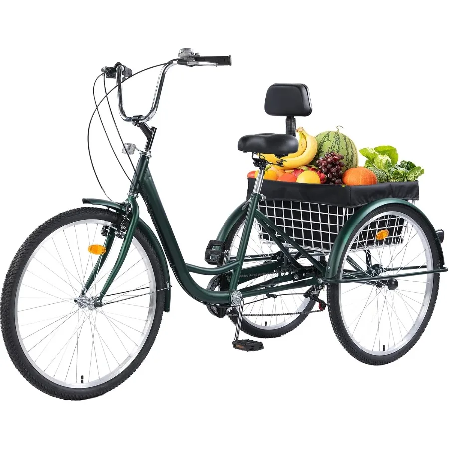 

7 Speed Adult Tricycles with 26 Inch Wheels for Seniors Women and Men: Comfortable 3 Wheel Bikes for Recreation Shopping and Ex