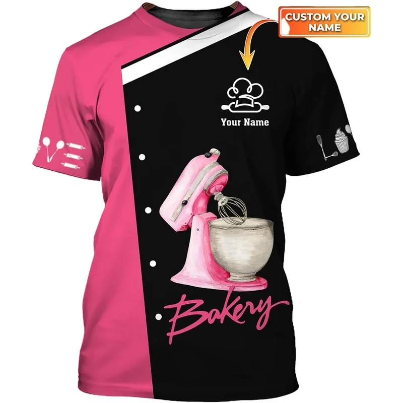 1 Piece Custom Your Picture Personalized Baker, Bakery Chef 3D All Over Print T-Shirt, Custom Tshirts Short Sleeve Tees Full Siz