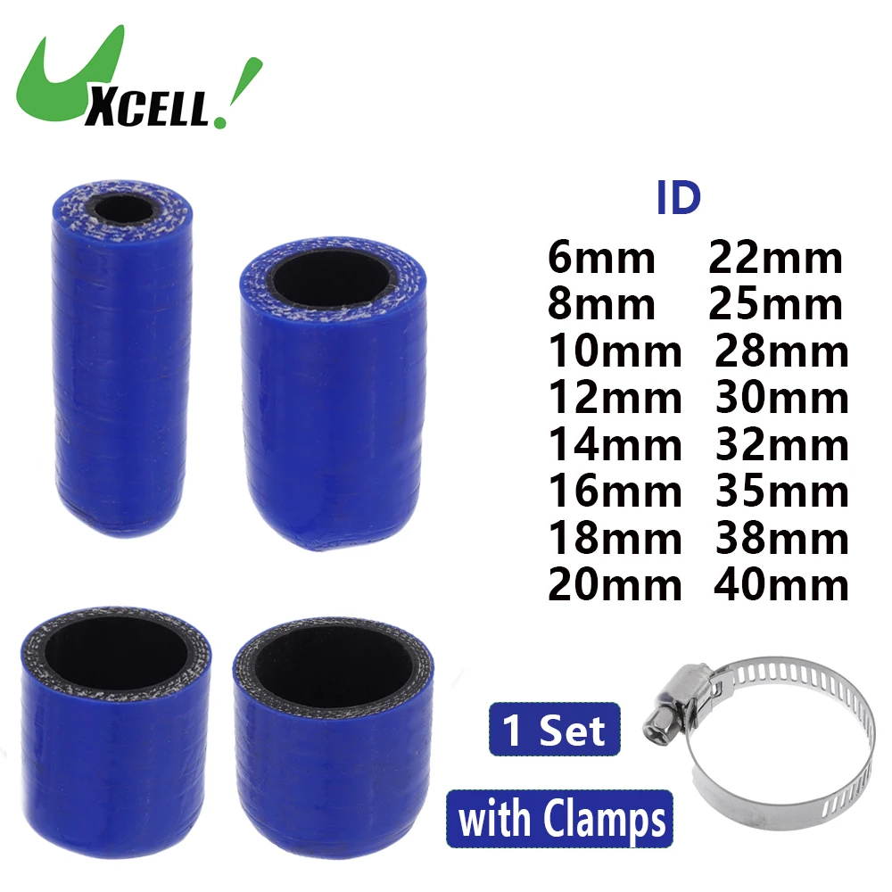 UXCELL 6/8/10/12/14/16/18/20/22/25/28/30/32/35/38/40mm ID 40mm Length Blue Black Car Silicone Rubber Hose End Cap with Clamps