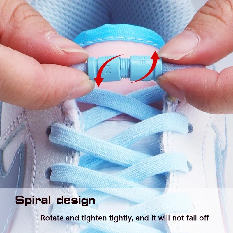 Colorful Capsule Lock Shoelaces Without Ties Elastic Laces Sneakers No Tie Shoe Laces Kids Adult 0.6cm Flat Shoelace for Shoes