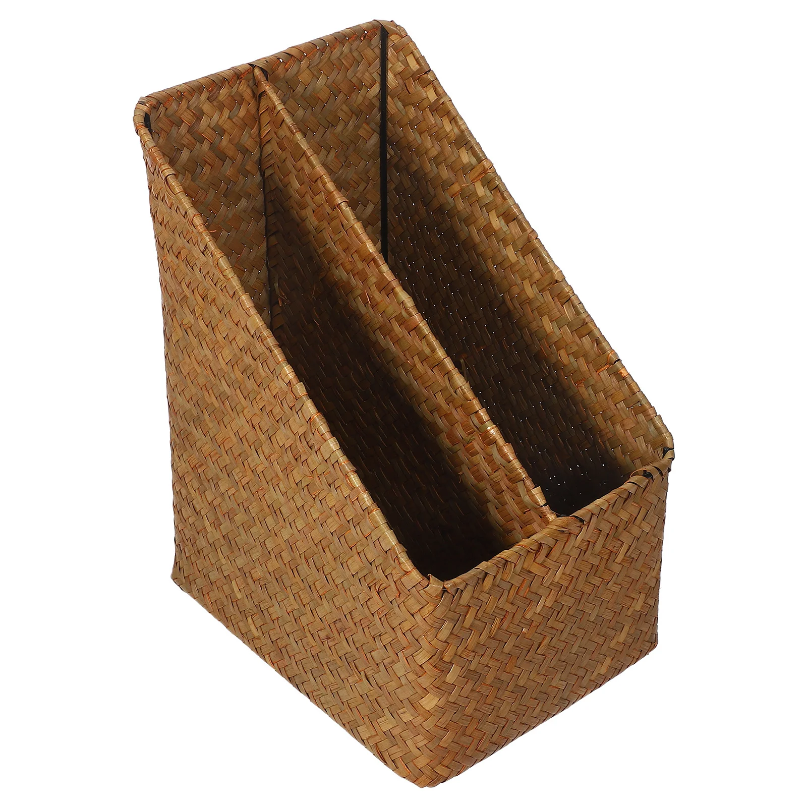 Desktop File Organizer Basket: Dubbel compartiment Rustieke documentopslaghouder voor Office Home Study Desktop Briefpapier