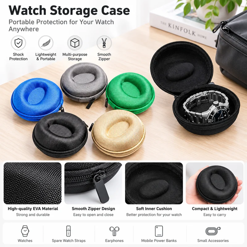 1PC Single Watch Travel Case Shockproof Portable Storage Box Impact Resistant Carry Holder For Watch Wristwatch Daily Use