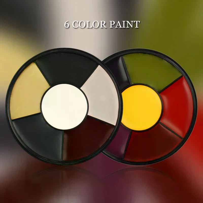 Palette de peinture pour le visage et le corps, soluble dans l'eau, 6 couleurs, Non toxique, peinture de tatouage sûre, accessoires de maquillage pour Halloween Cosplay