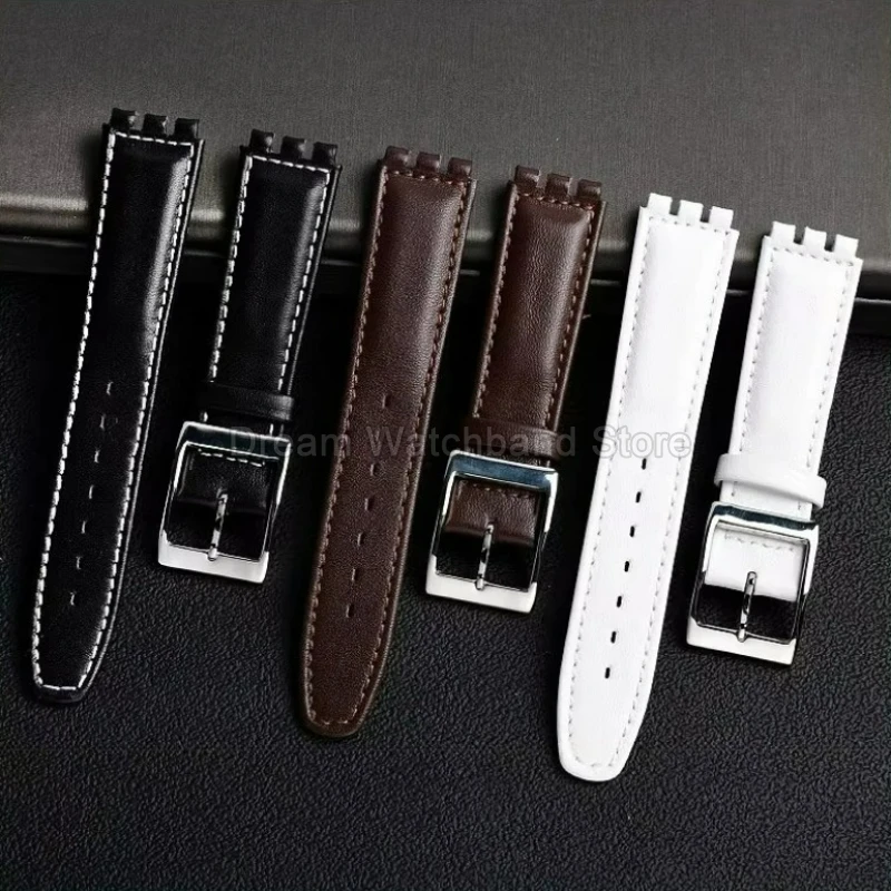 لينة مريحة ارتداء جلد البقر سوار مقعر واجهة محدبة ل سواتش YRS YCS YVS إبرة مشبك حزام ساعة جلدية