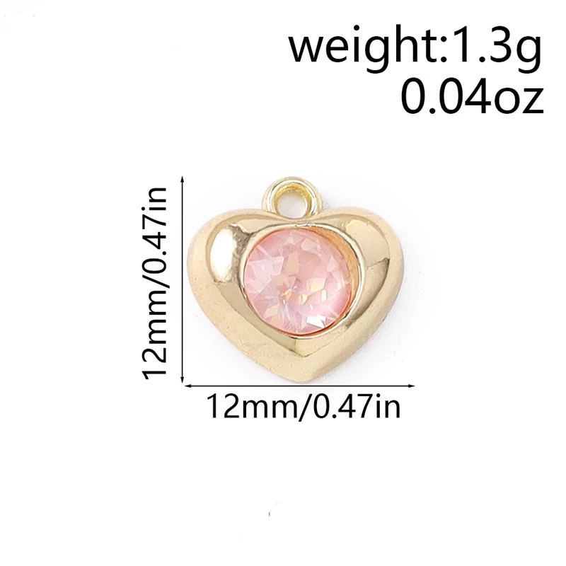 5 Stück 12x12mm Niedliche Kristall-Liebesherz-Anhänger für Schmuckherstellung, Halsketten, Ohrringe, Armbänder, Zubehör, DIY-Bastelarbeiten, Geschenk – Detail 1
