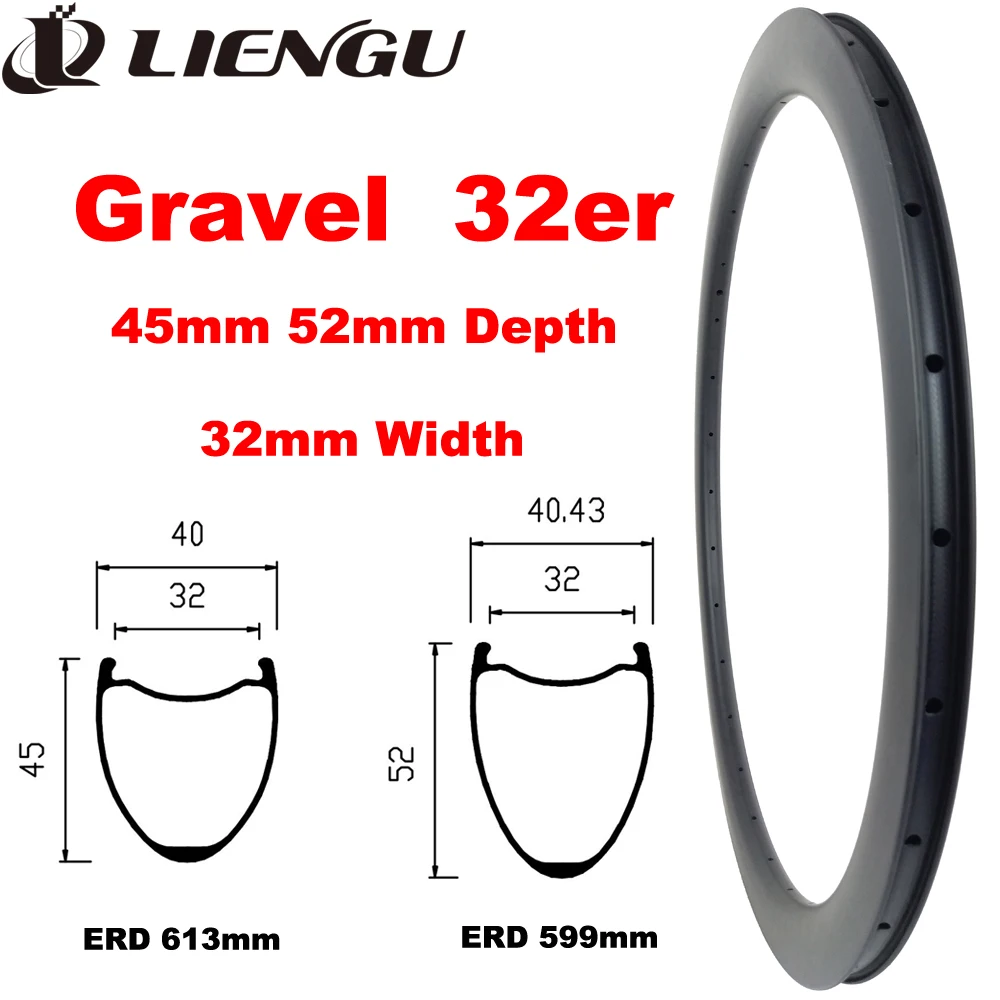 Llanta de carbono Unbound Gravel 32er Tubeless de 45mm/52mm de profundidad, 32mm de ancho interno, para freno de disco, rueda de bicicleta de 32 pulgadas