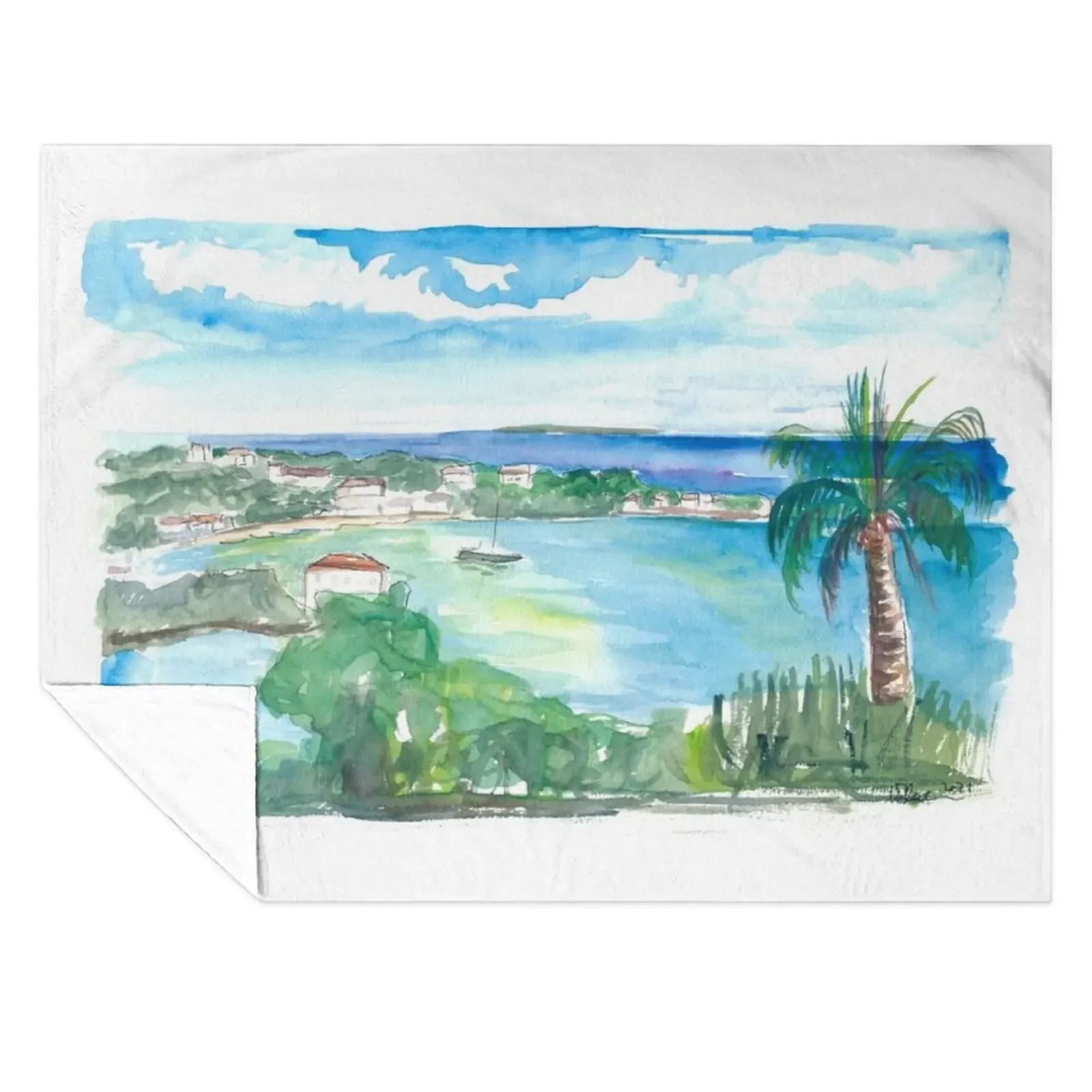 

Cruz Bay US Virgin Islands Seaview Scene on Saint John Throw Blanket Soft Big Summer Moving Cute Plaid Blankets