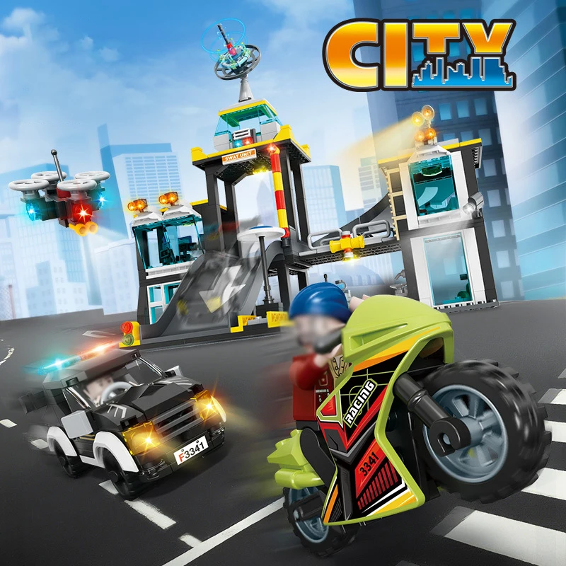 مجموعة مكعبات بناء محطة الشرطة SWAT - مركز إنفاذ القانون في المدينة الحديثة مجموعات العمارة المعيارية ألعاب الطوب هدية للأطفال MOC #2